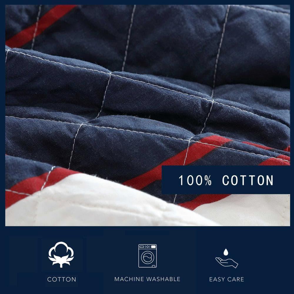 Nautica Nautica Wesley Blue Cotton Reversible Quilt Set