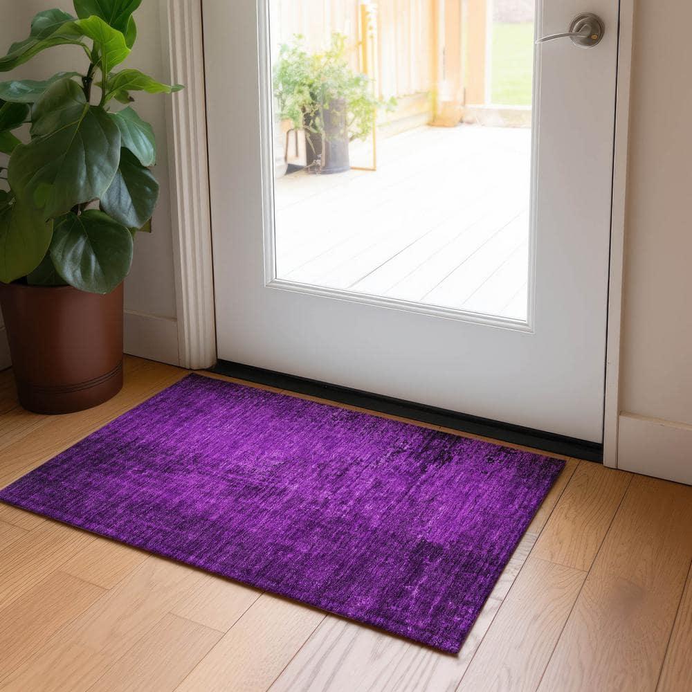 Addison Rugs Machine Washable Indoor/ Solid Ombre Outdoor Chantille Rug Purple - 1'8" x 2'6"