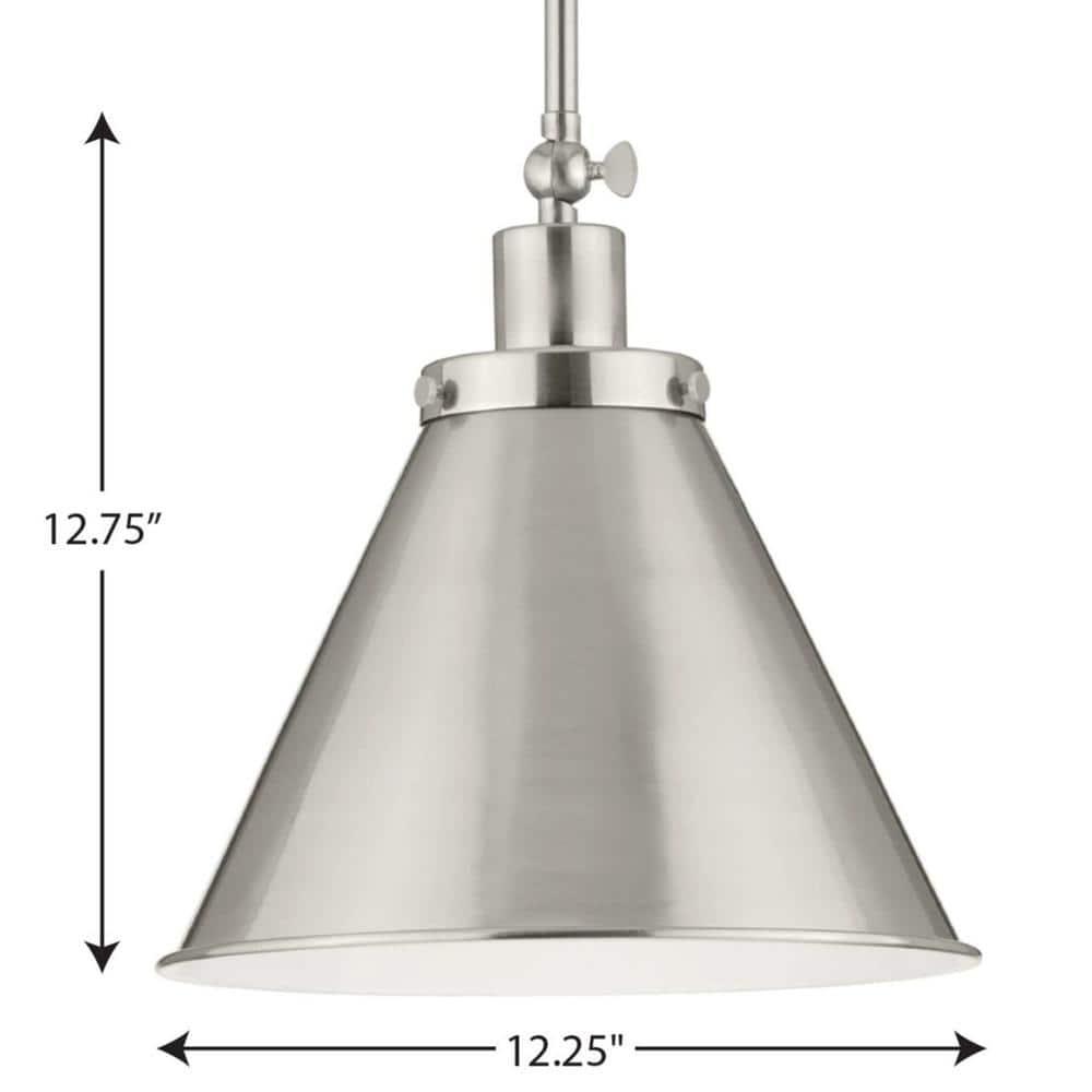 Progress Lighting Hinton 1-Light Pendant Brushed Nickel Steel Industrial Shade