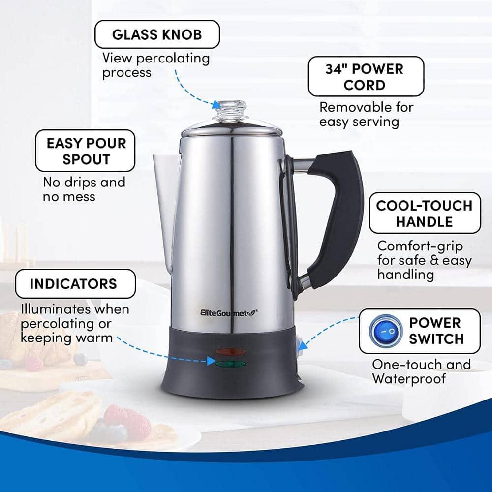 Elite Gourmet Stainless Steel 12-Cup Coffee Percolators