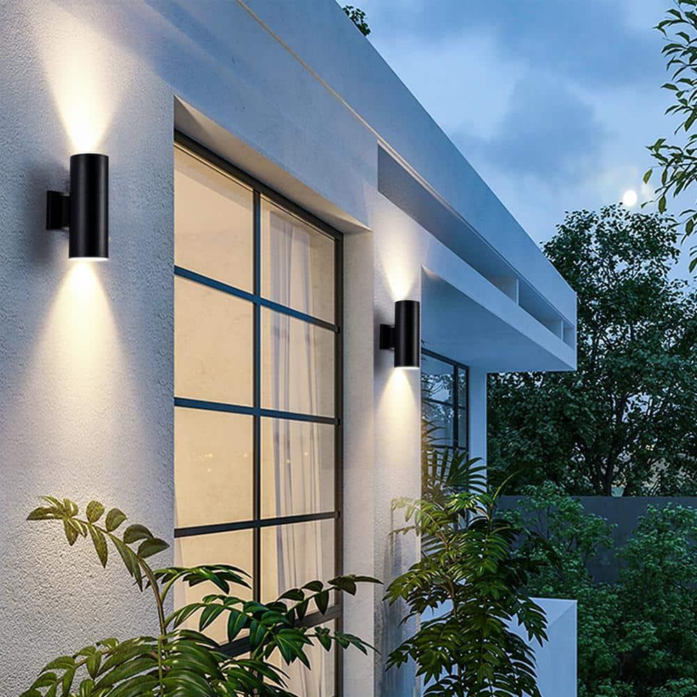 Cedar Hill 11 in. Cylinder Black LED Outdoor Wall Sconce