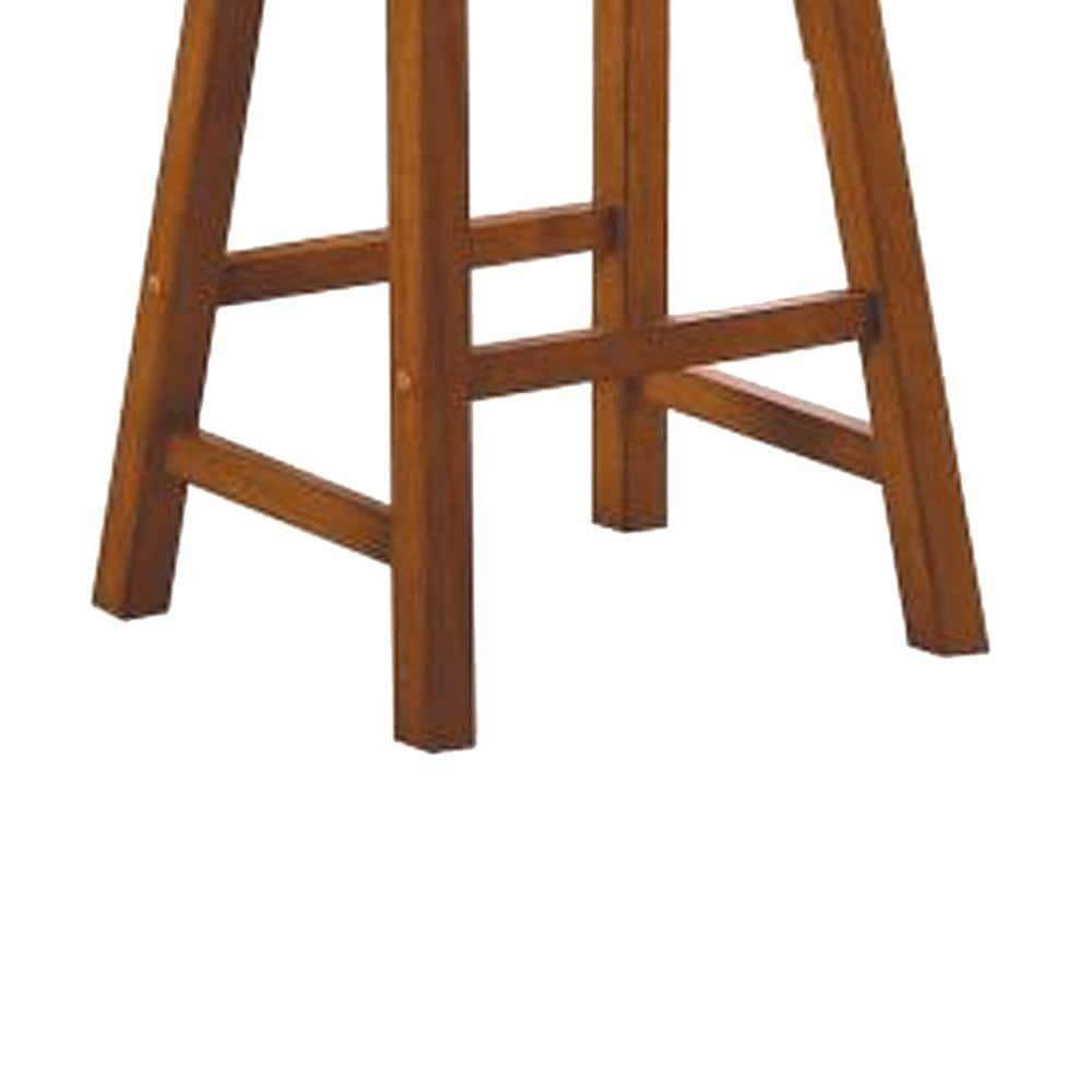 Bar Stool Set of 2, Solid Wood 24 inch Counter Height Chair with Footrest, Armless Chair for Kitchen, Home Bar, Oak