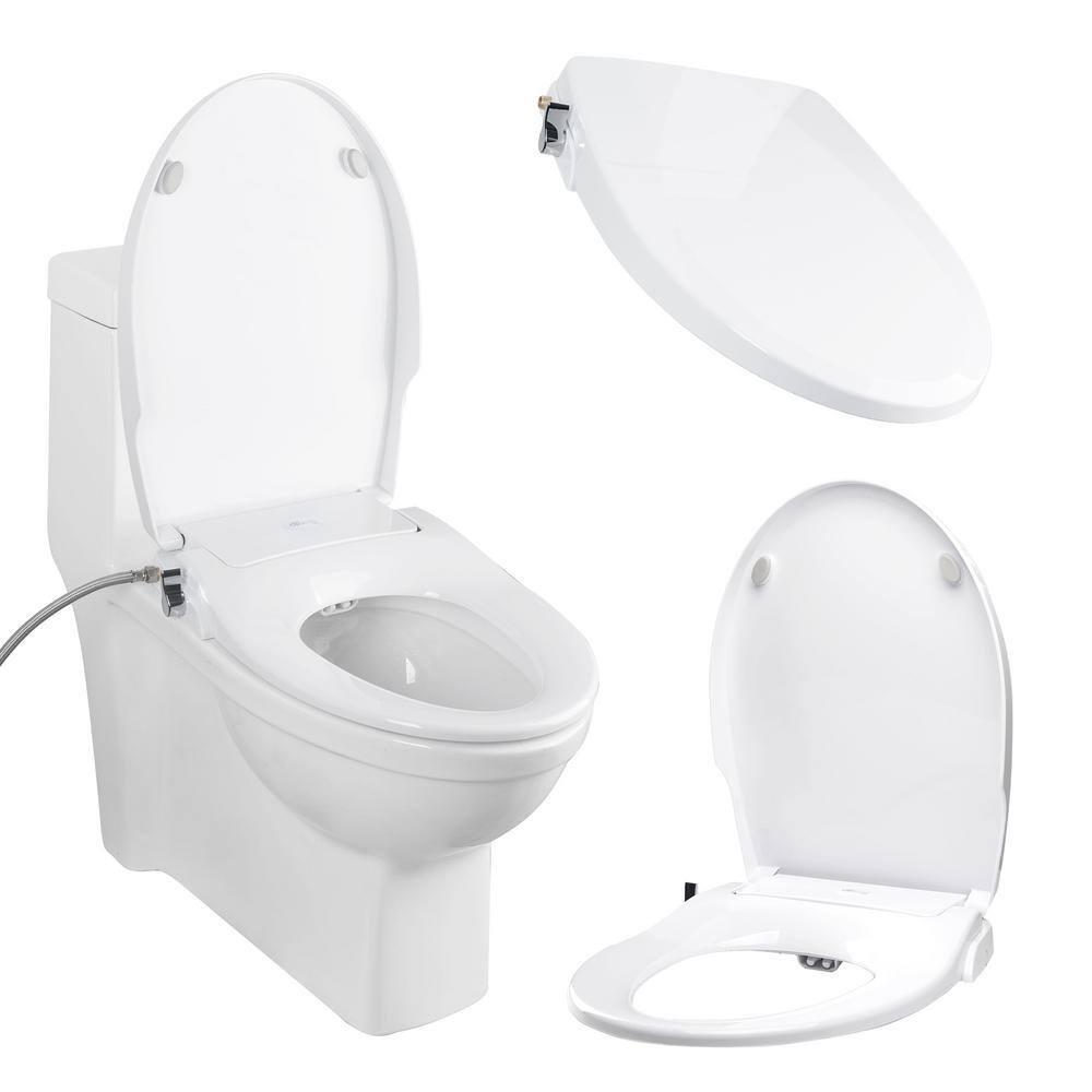 Bio Bidet by BEMIS Slim Zero Round Bidet Toilet Seat, Non-Electric, Dual Nozzles, Slow Close Lid and Night Light SLIMZEROR 000