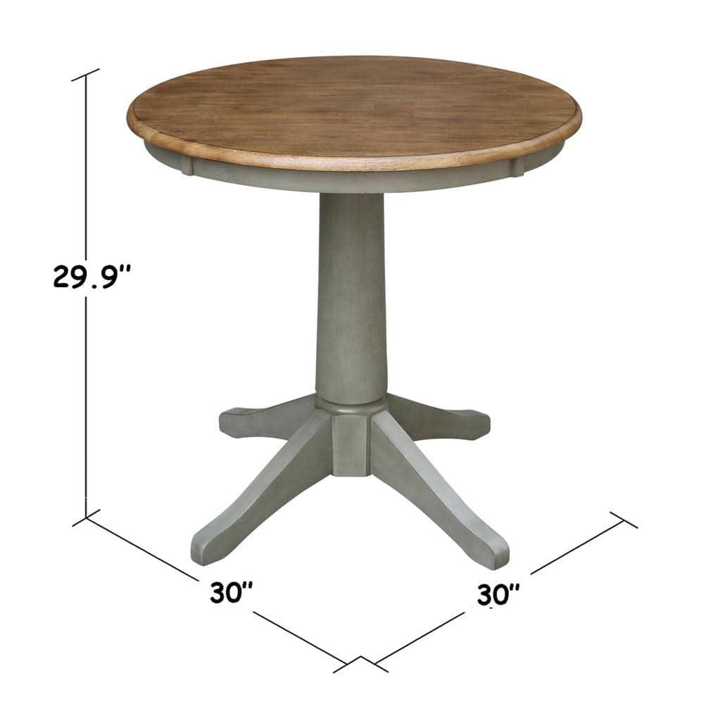 International Concepts 30" Round Top Pedestal Table - Dining Height - Distressed Hickory/Stone
