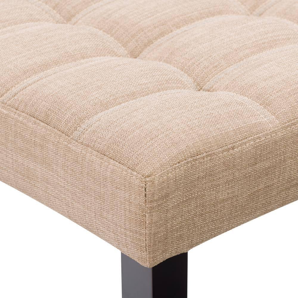 California Fabric Tufted Bench Beige - CorLiving