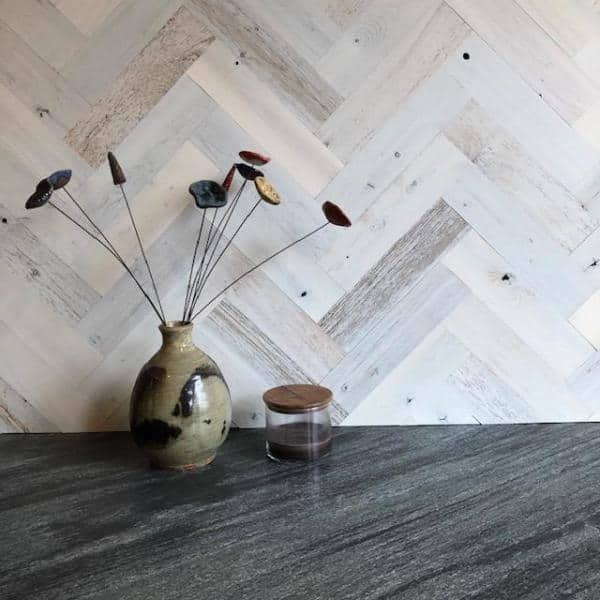 Timberchic River Reclaimed Wooden Wall planks - Simple Peel & Stick Wall Covering Application for DIY Accent Wall & Home Improvement - Premium Wall Paneling - Herringbone Pattern