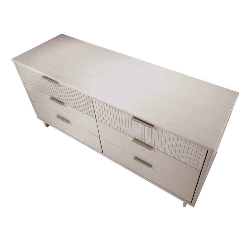 Manhattan Comfort Granville Modern 6 Drawer Double Wide Dresser Light Gray : Wood Frame, Spot Clean, Assembly Required