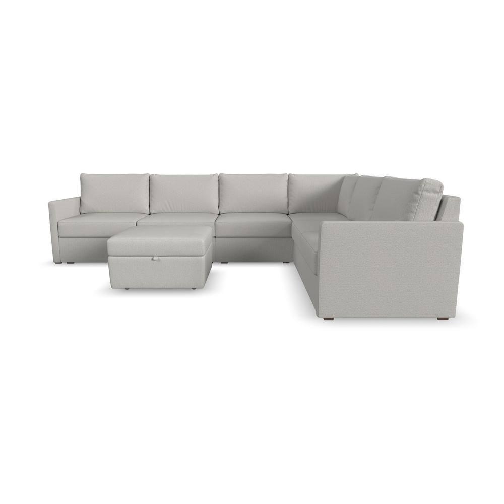 Flex 6 - Piece Upholstered Modular Sectional with Storage Ottoman