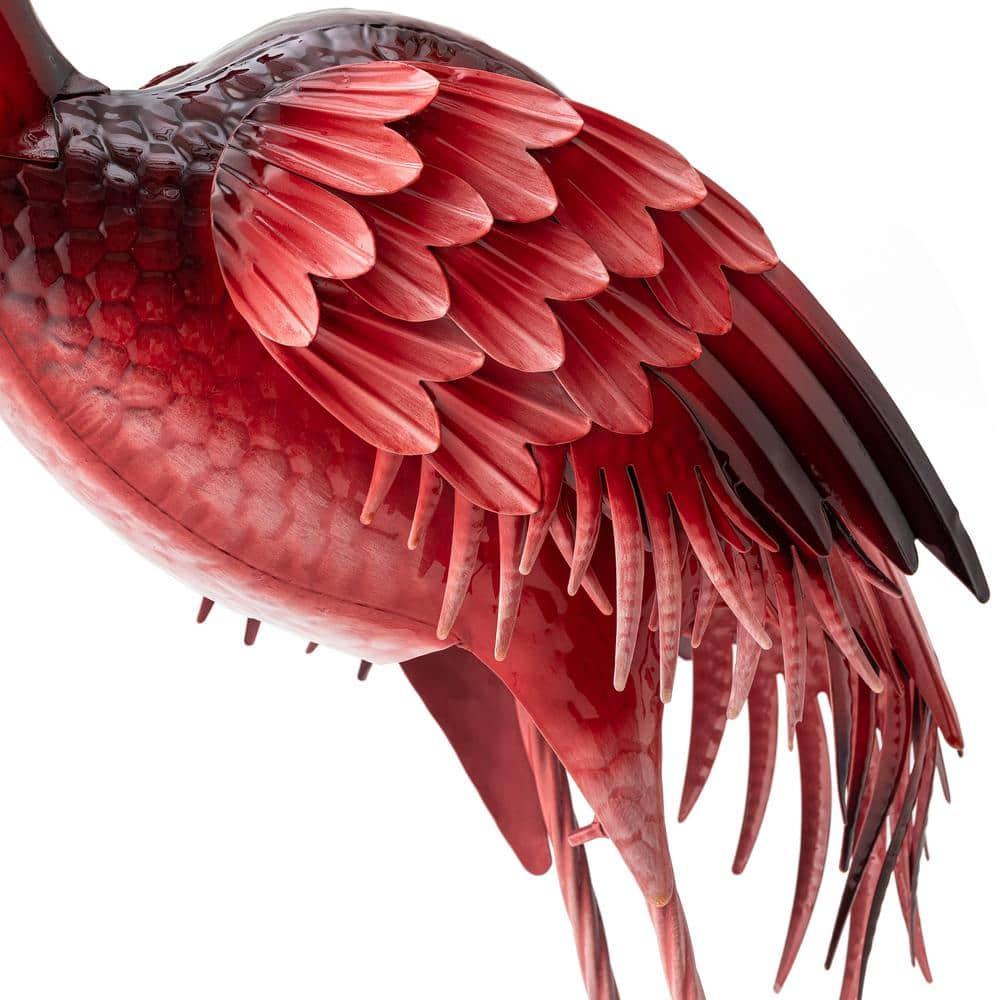 38.5 in. H Metal Standing Flamingo Garden Statue with Stakes (KD)
