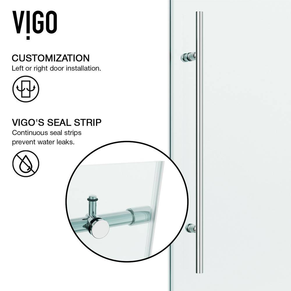 Elan E-Class 44-48" W x 76" H Sliding Frameless Shower Door with 3/8" Clear Glass