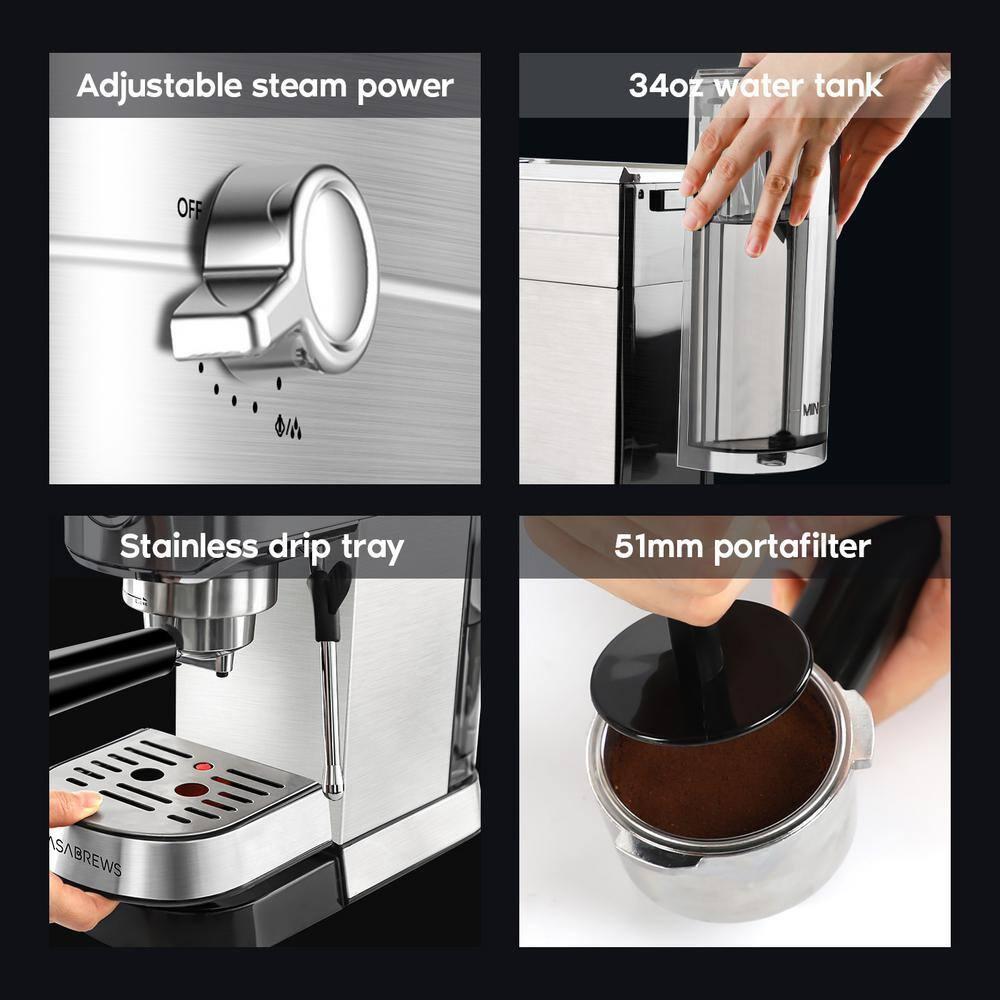 CASABREWS CASABREWS CM5418 20 Bar Espresso Machine Coffee Maker W/ Powerful Steam Wand Stainless Steel