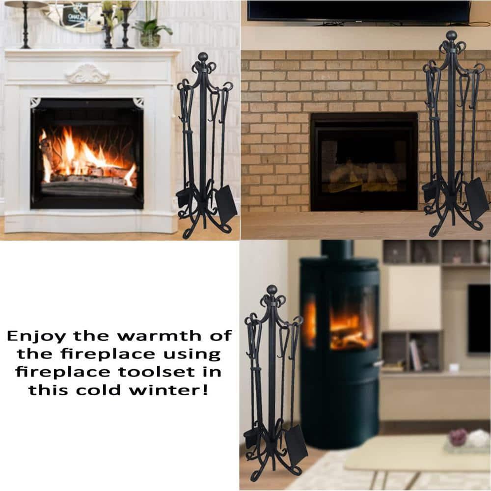 Fireplace Toolset – 5 Piece Black Color Fireplace Toolset.