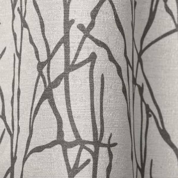 Set of 2 108"x54" Branches Linen Blend Grommet Top Window Curtain Panel Black Pearl: Light Filtering, Botanical Design