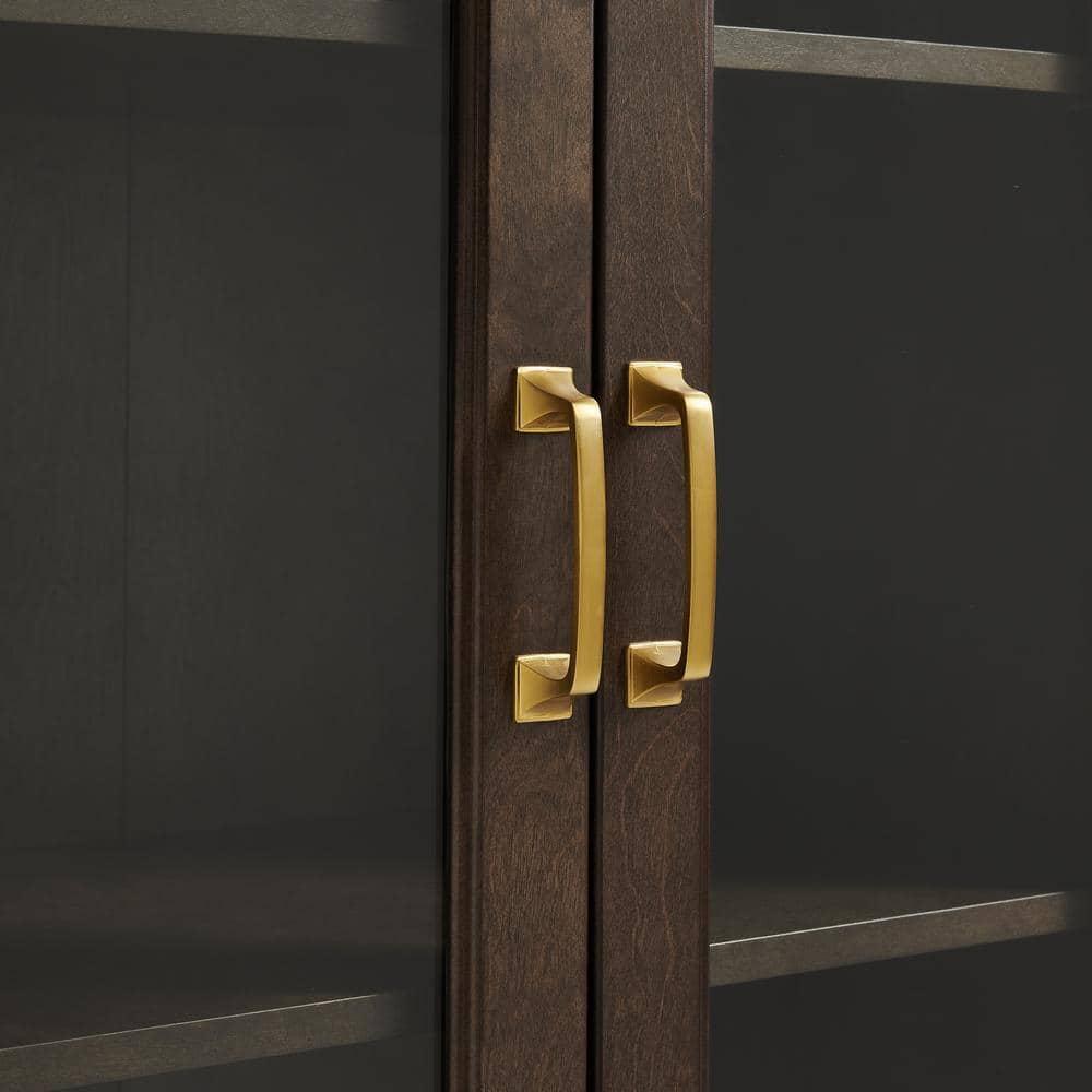 Crosley 78" Stanton Glass Door Kitchen Storage Pantry Cabinet Coffee: Traditional Style, Adjustable Shelves