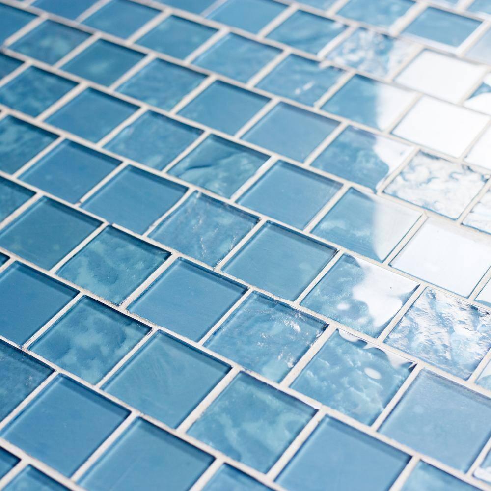 Landscape 2 in. x 2 in. Translucent Glass Plastic Face Mounted Brick Mosaic Designer Pool Tile
