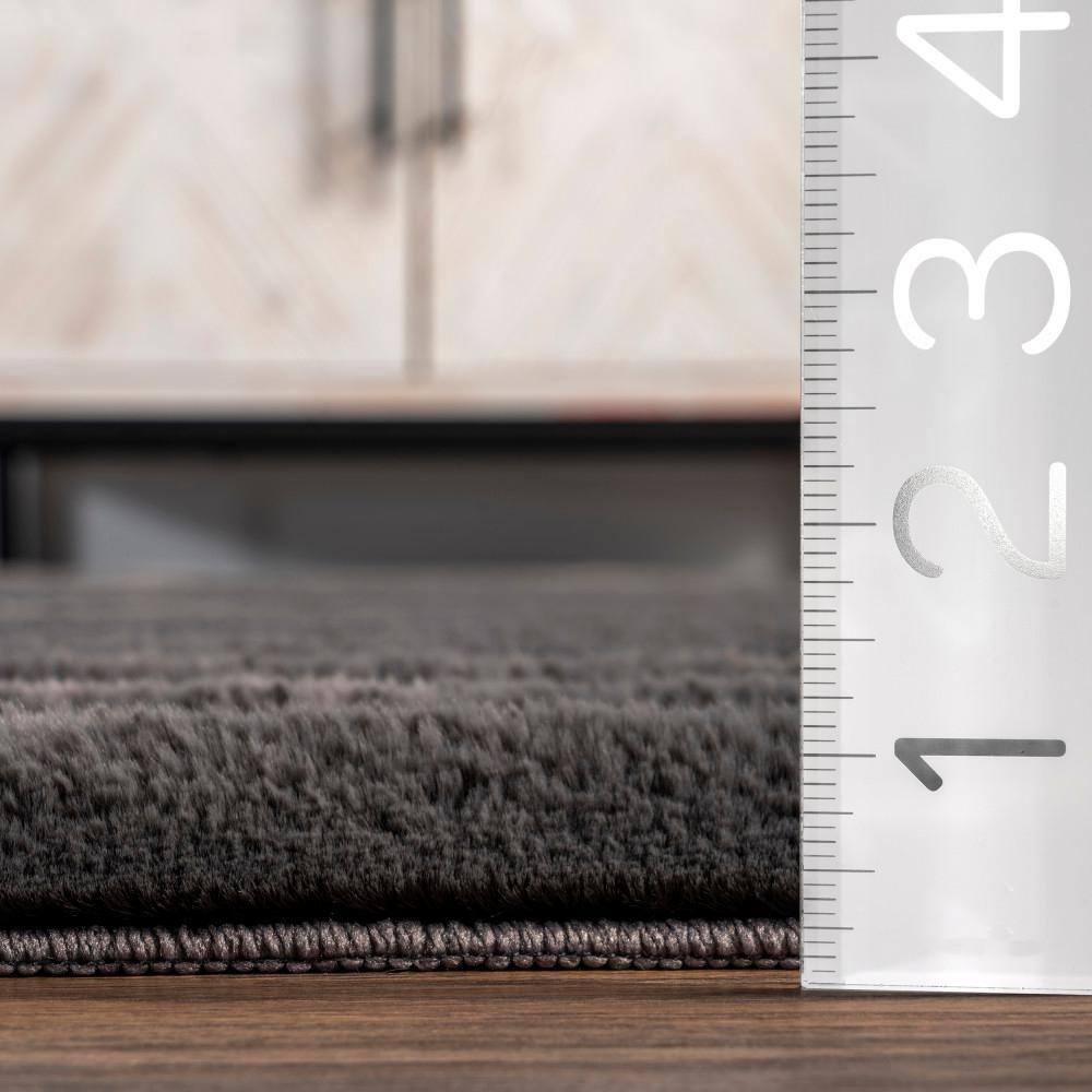 Nuloom Kai Cozy Plush Stripe Faux Rabbit Pet Friendly Premium Machine Washable Area Rug, 5' x 8', Charcoal