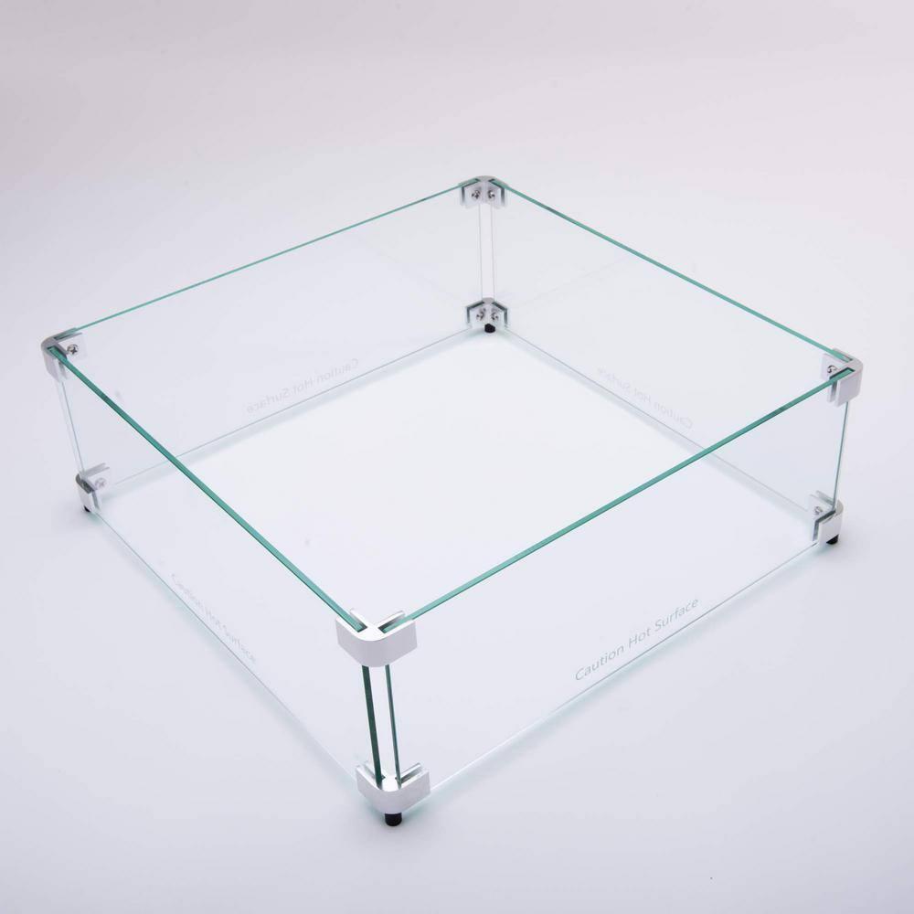 Celestial Fire Glass Square Fire Pit Wind Guard