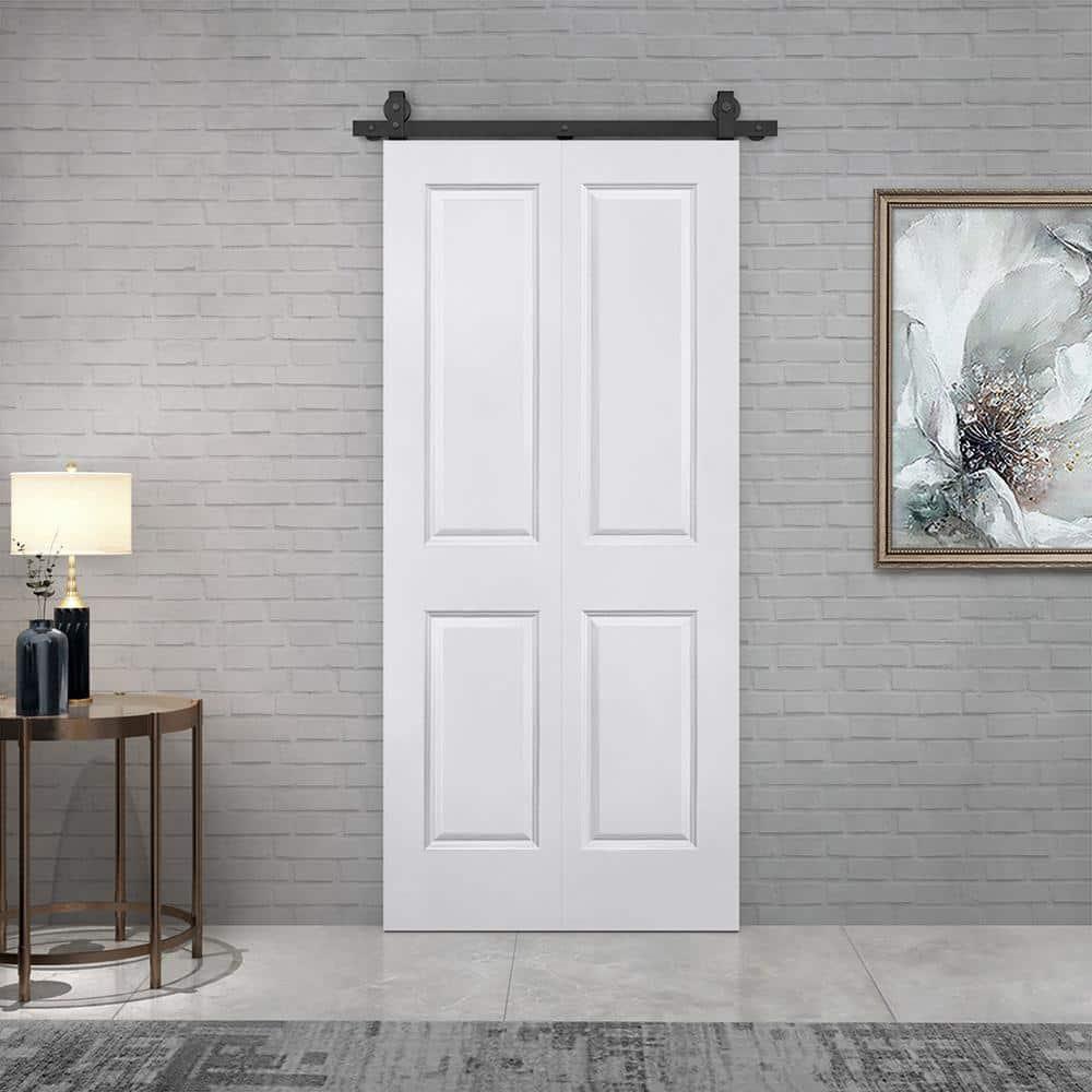 Calhome Paneled MDF Composite Bifold Barn Door with Installation Hardware Kit