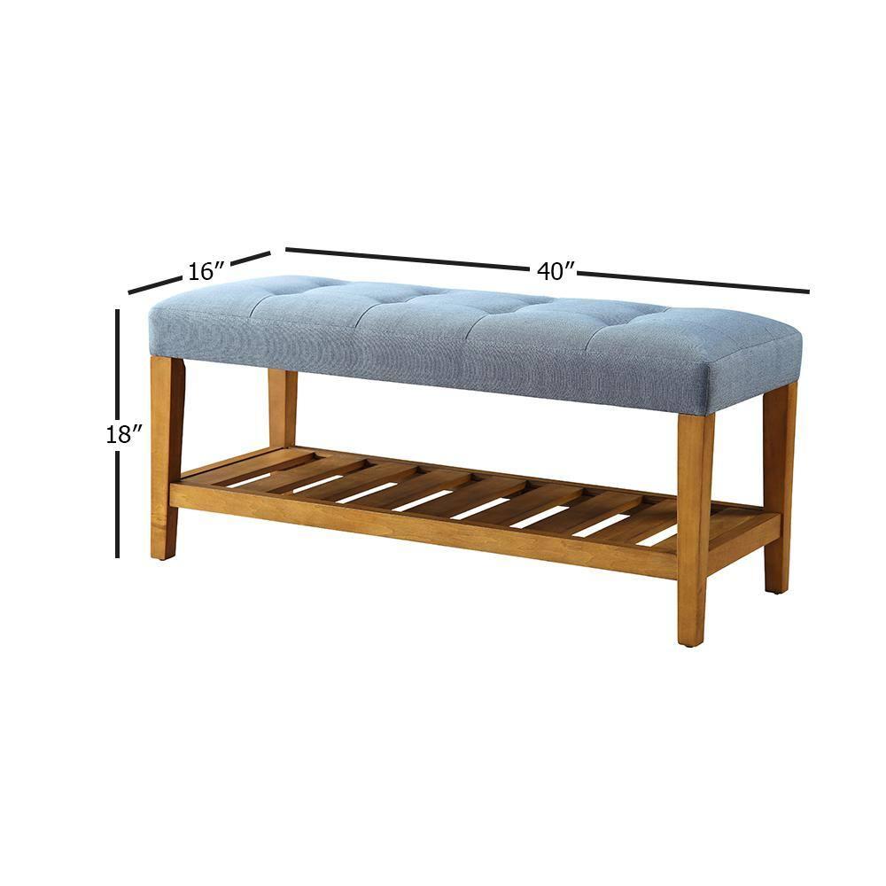 Wooden Bench Blue and Oak - Saltoro Sherpi