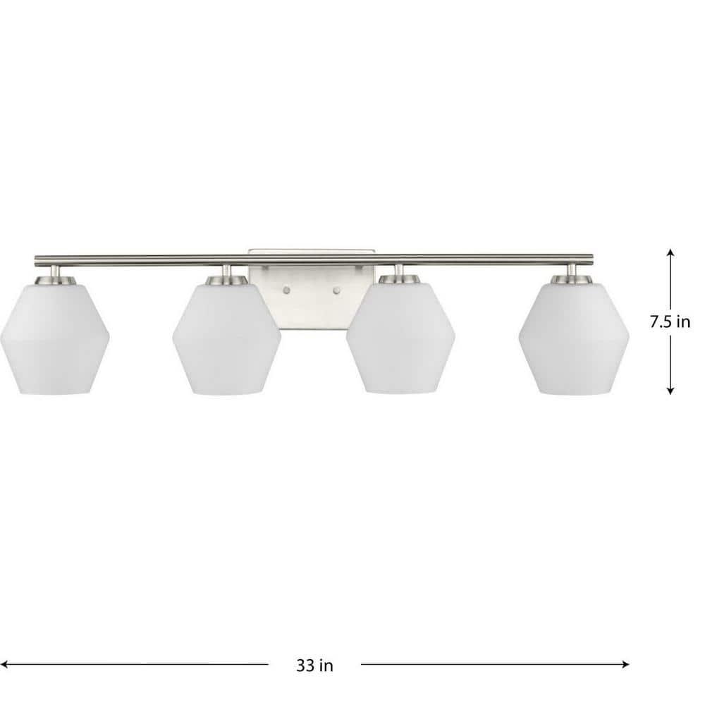 Progress Lighting Copeland 4-Light Brushed Nickel Vanity Light with Opal Glass Shades