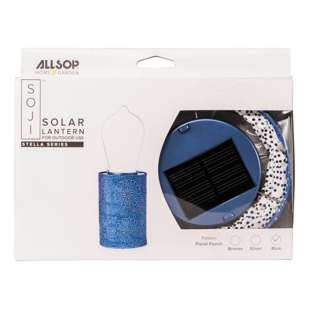 Stella Tyvek Blue Solar Hanging Lantern with Dual LED Lights