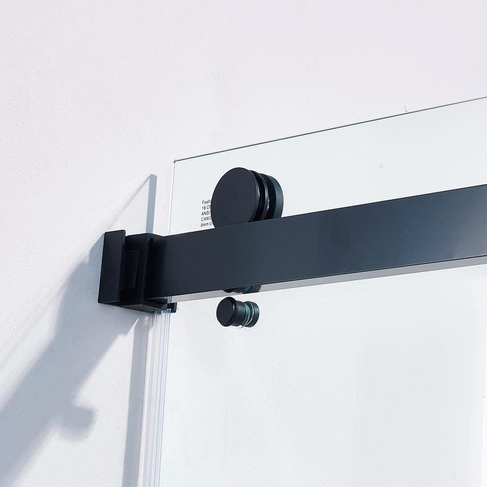 LAWRENCE 56-60"W X 75"H Frameless Double Sliding Shower Door, 304 Stainless Steel In Matte Black, 5/16" (8Mm) Thick SGCC Tempered Clear Glass. | Wayfair