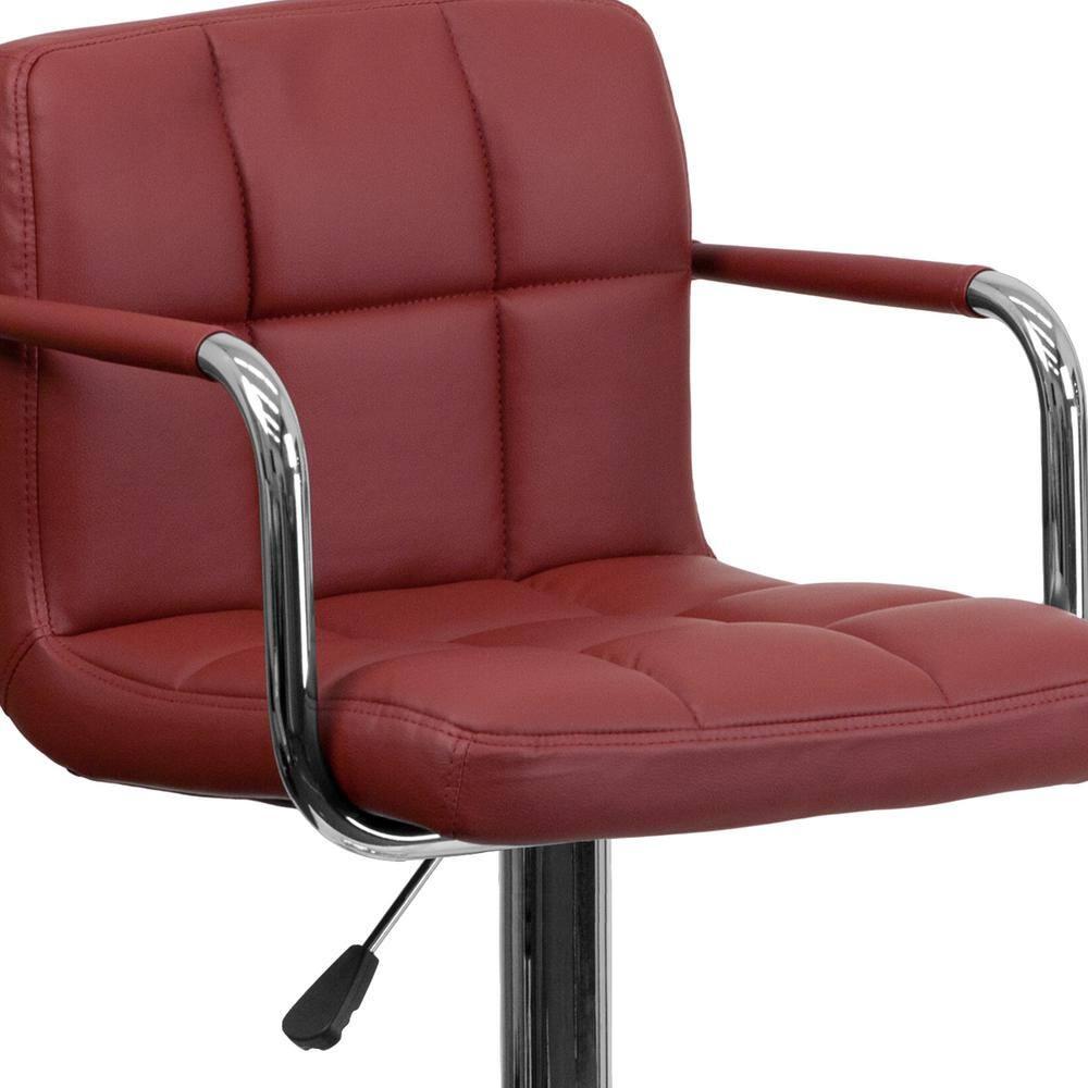 Flash Furniture Contemporary Quilted Vinyl Adjustable Height Barstool with Arms and Chrome Base