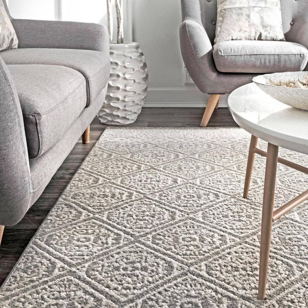 Nuloom Jeanette Geometric 2x3 Accent Indoor Area Rug for Living Room Bedroom Dining Room Entryway Kitchen, Grey/Ivory