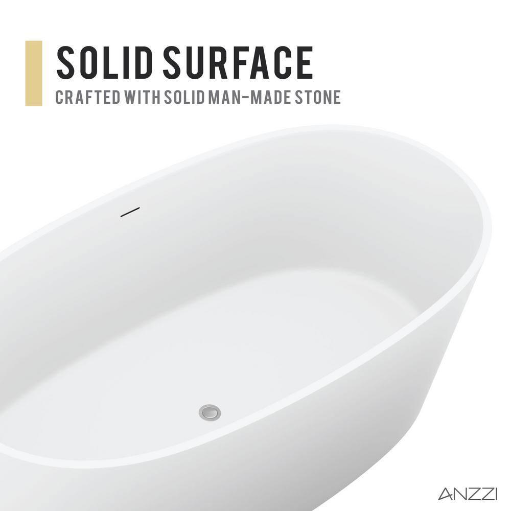 Roccia 62'' x 32'' Freestanding Soaking Solid Surface Bathtub