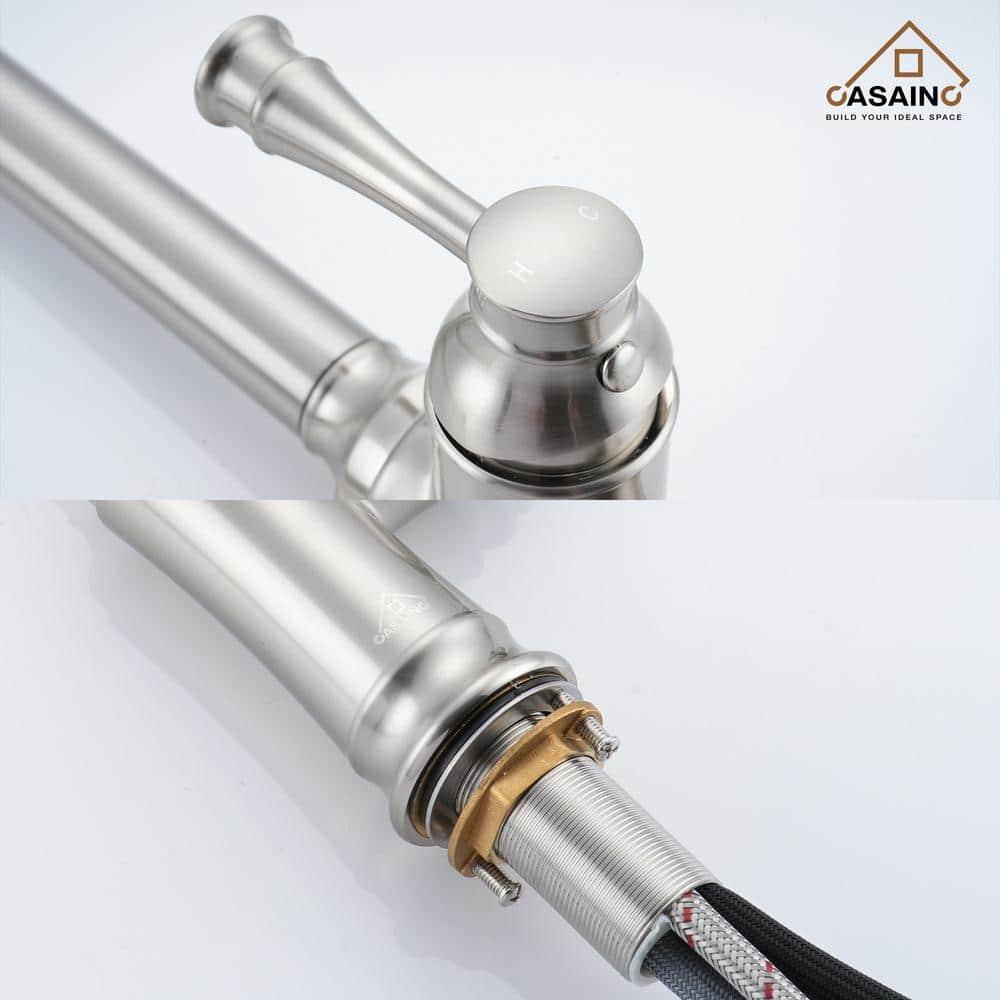 CASAINC 1.8 GPM Single-Handle Pull-Down Kitchen Faucet Single Hole Faucet