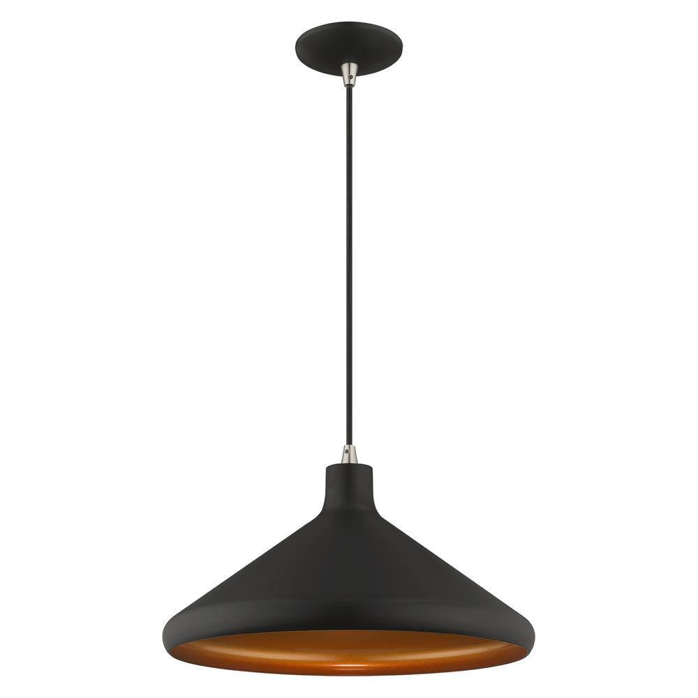 Livex Lighting Metal Shade 1 - Light Chandelier in  Black