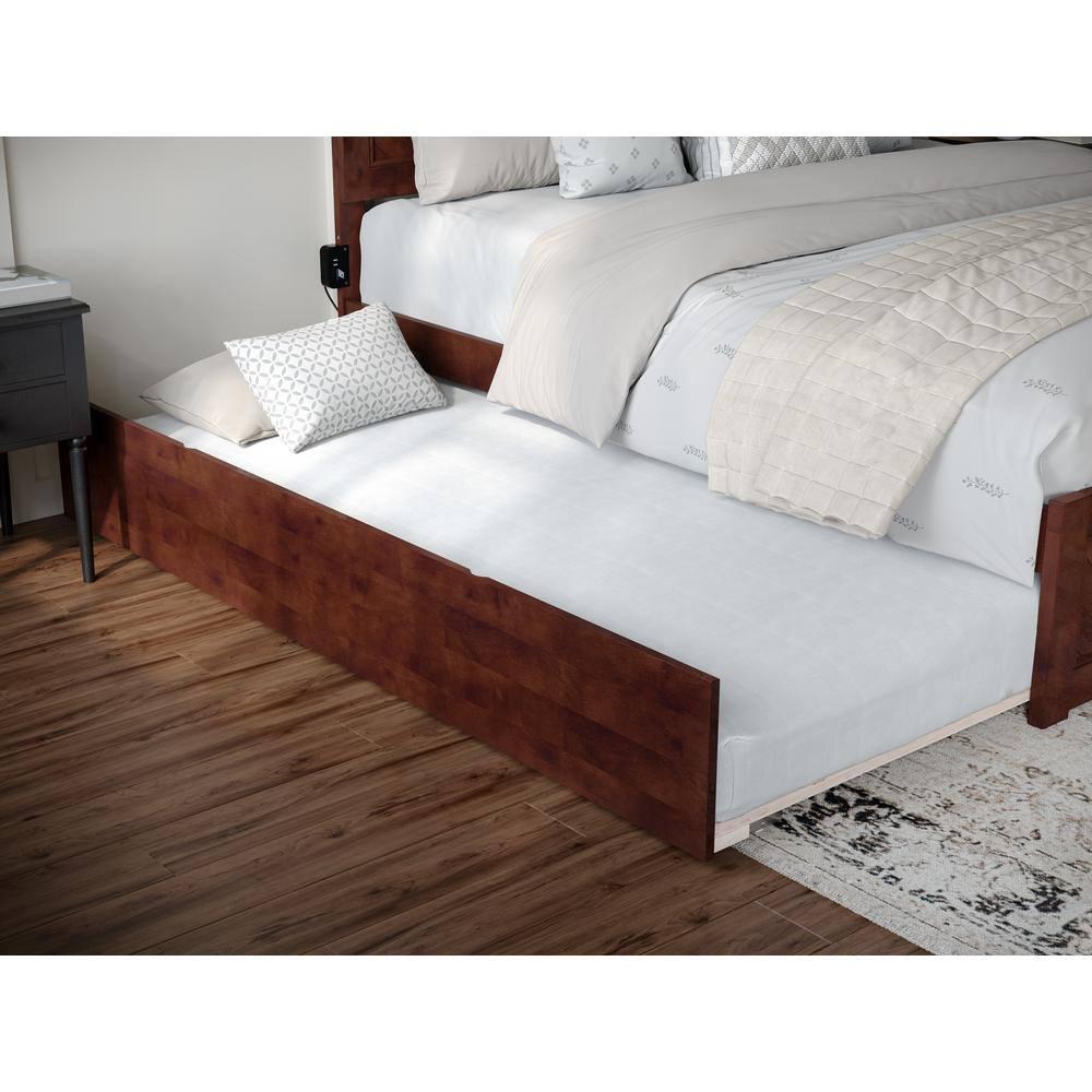 AFI Canyon Walnut Solid Wood Platform Bed with Matching Footboard & Twin-XL Trundle, King