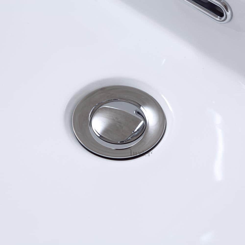 Luxier DS04-T Bathroom Sink Push Pop-Up Drain Stopper with Overflow Chrome