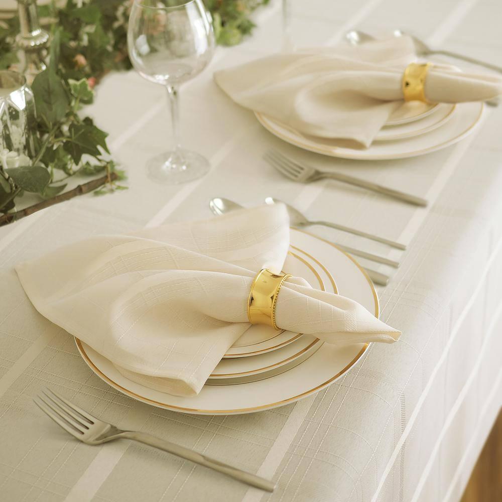 Elegance Plaid Stain Resistant Napkin Set of 4 - 17" x 17" - Beige - Elrene Home Fashions