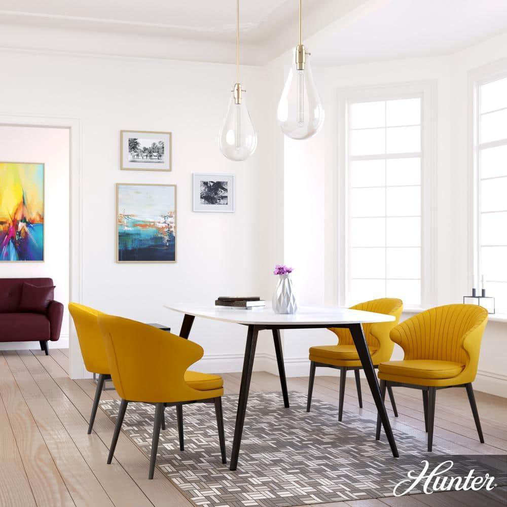 Hunter - Lundin 1-light Alturas Gold, Medium Size Pendant Light, Dimmable, Formal Style, Teardrop Shaped, for Bedrooms, Kitchens, Dining, Living Rooms - 19564