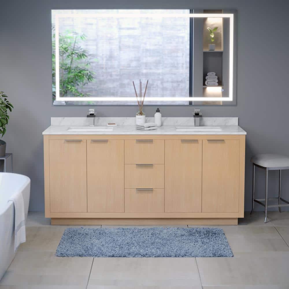 Wyndham Collection Maroni 80'' Double Bathroom Vanity with Marble Top