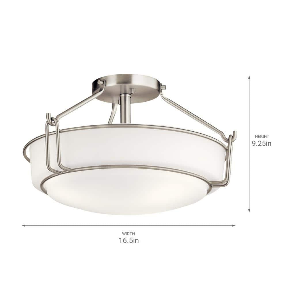 Kichler Lighting Alkire 3 - Light Semi-Flush Mount in  Brushed Nickel