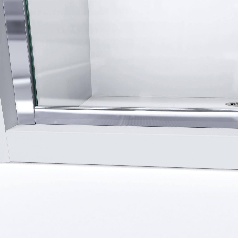 Infinity-Z Brushed Nickel Sliding Shower Door with White Acrylic Wall Kit