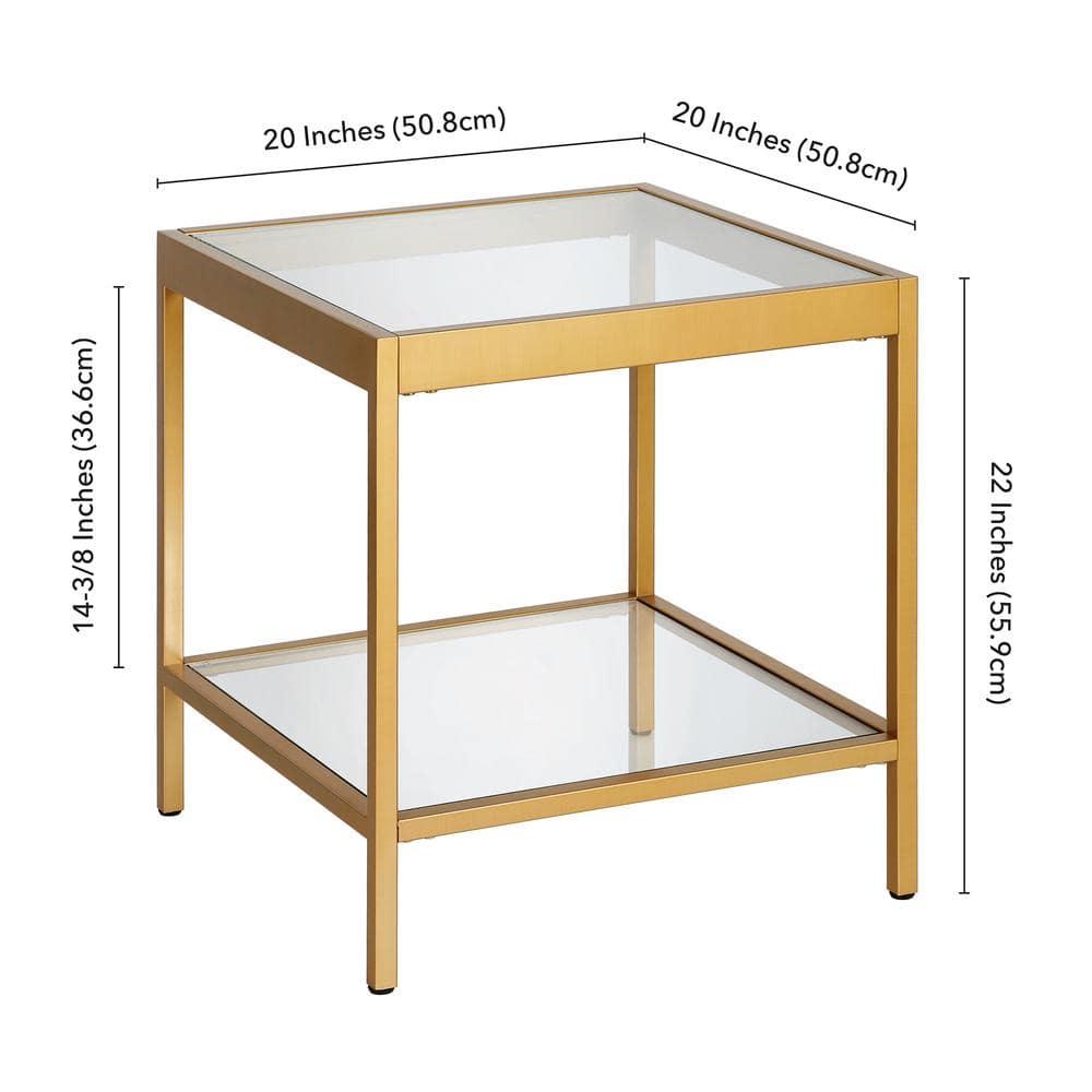 Evelyn&Zoe Alexis 20" Wide Square Side Table, Brass