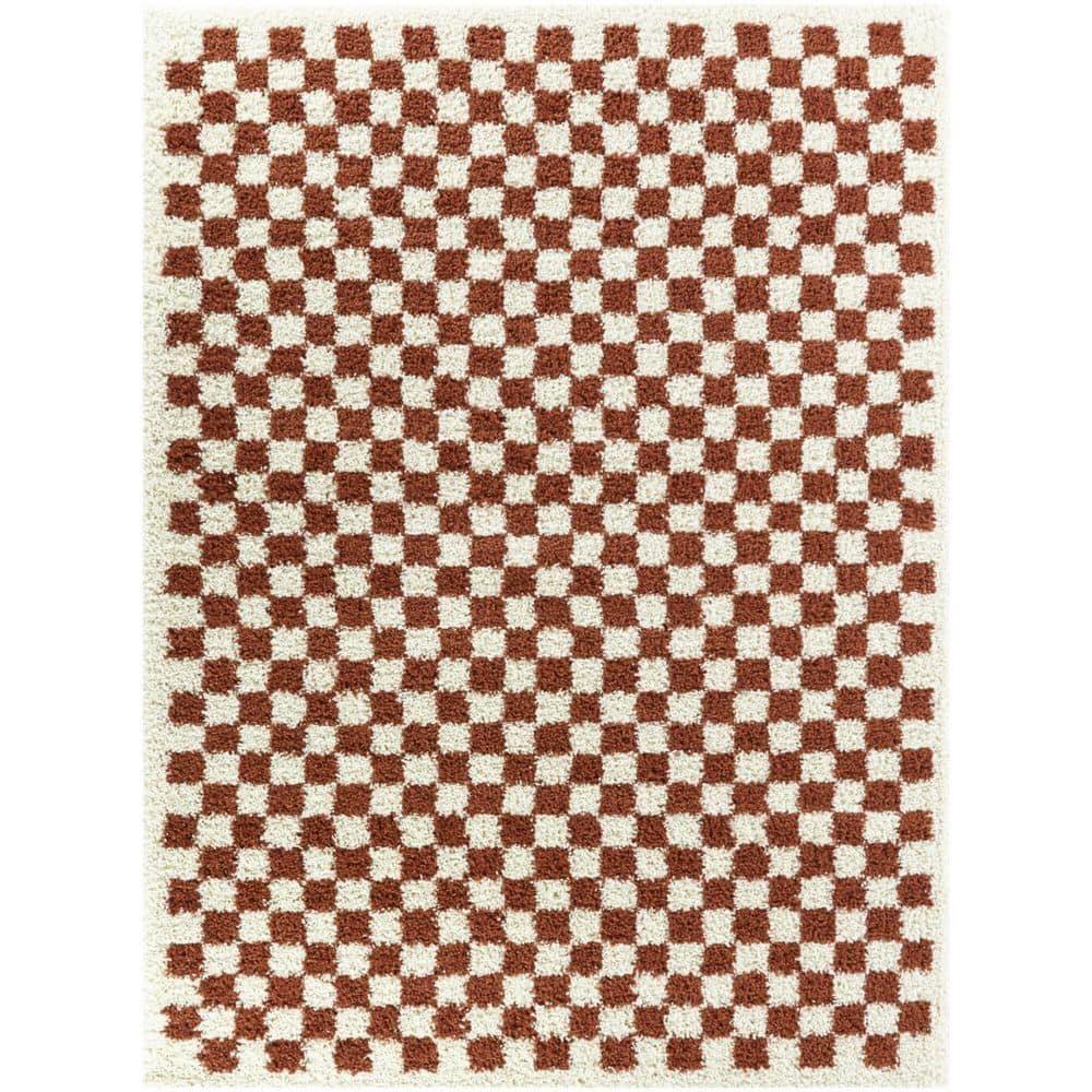 Balta 5 x 7 (ft) Loomed Polypropylene Burnt Orange Rectangular Indoor Geometric Mid-Century Modern Area rug