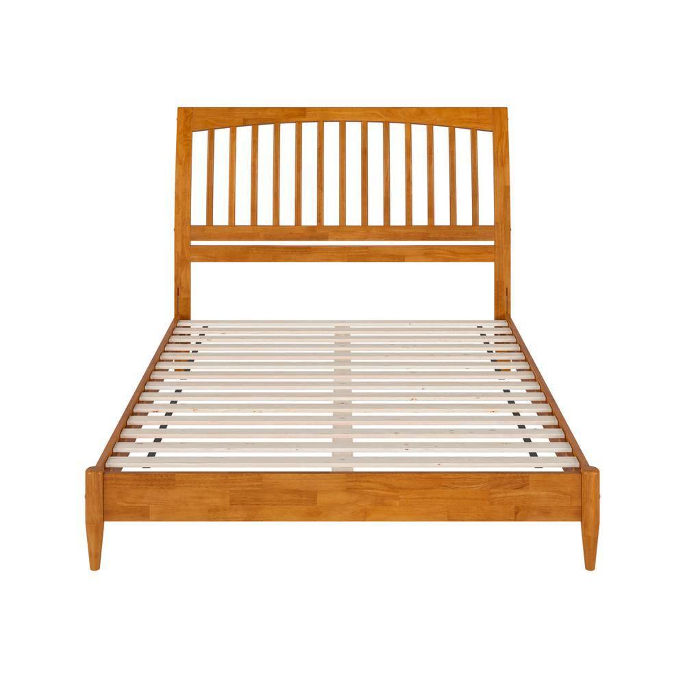 AFI Orleans Queen Solid Wood Low Profile Sleigh Platform Bed, Light Toffee