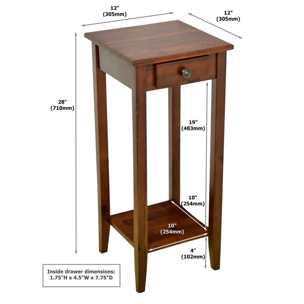Casual Contemporary Living 2-Tier Solid Acacia Plant Stand with Drawer - Mahogany