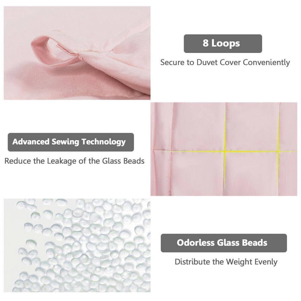 Gymax 20 lbs Heavy Weighted Blanket 3 Piece Set w/ Hot & Cold Duvet Covers 60''x80'' Pink