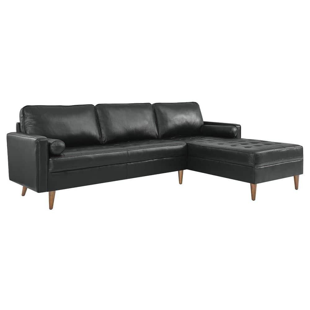 Valour 98" Leather Sectional Sofa Black