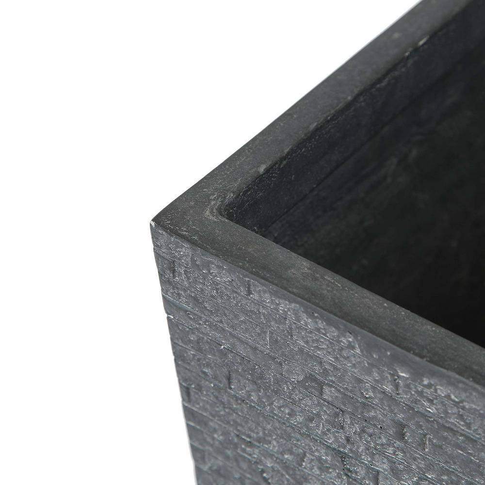 LuxenHome Set of 2 Gray Tall Tapered Square MgO Planter