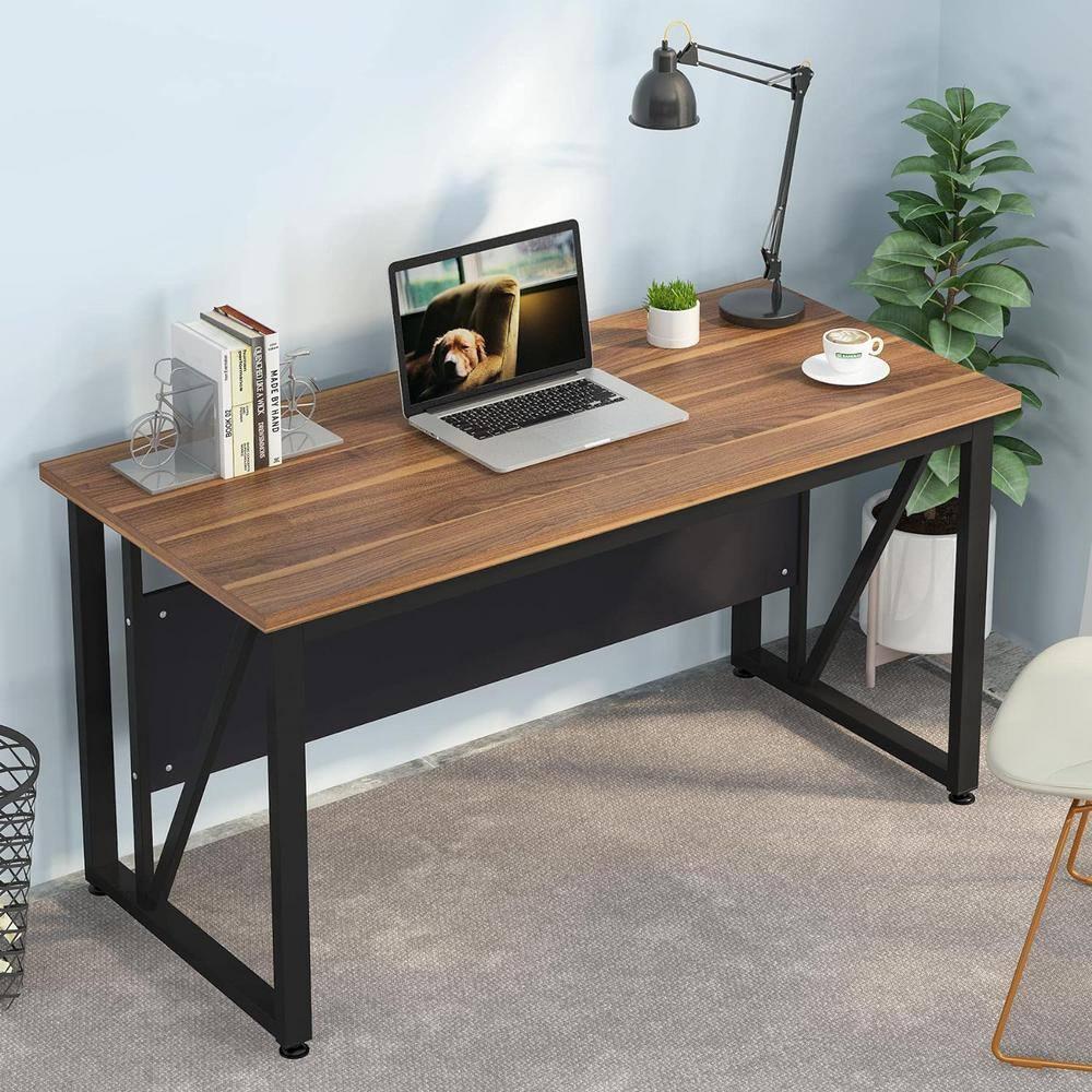 Tribesigns 55 inches Simple Computer Desk, Home Office Desk Writing Table for Workstation, Brown and Black