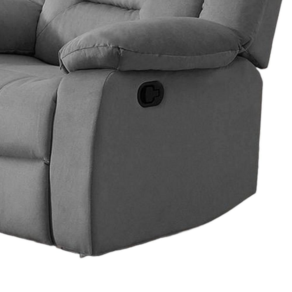 Benjara Niko Manual Recliner Chair, Plush Tufted Velvet, Solid Wood