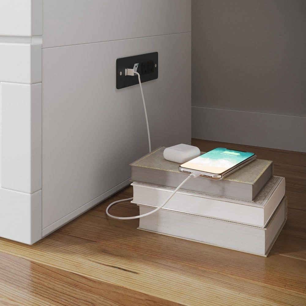 AFI Hamilton Full Solid Wood Murphy Bed Chest with Built-In Charger in White