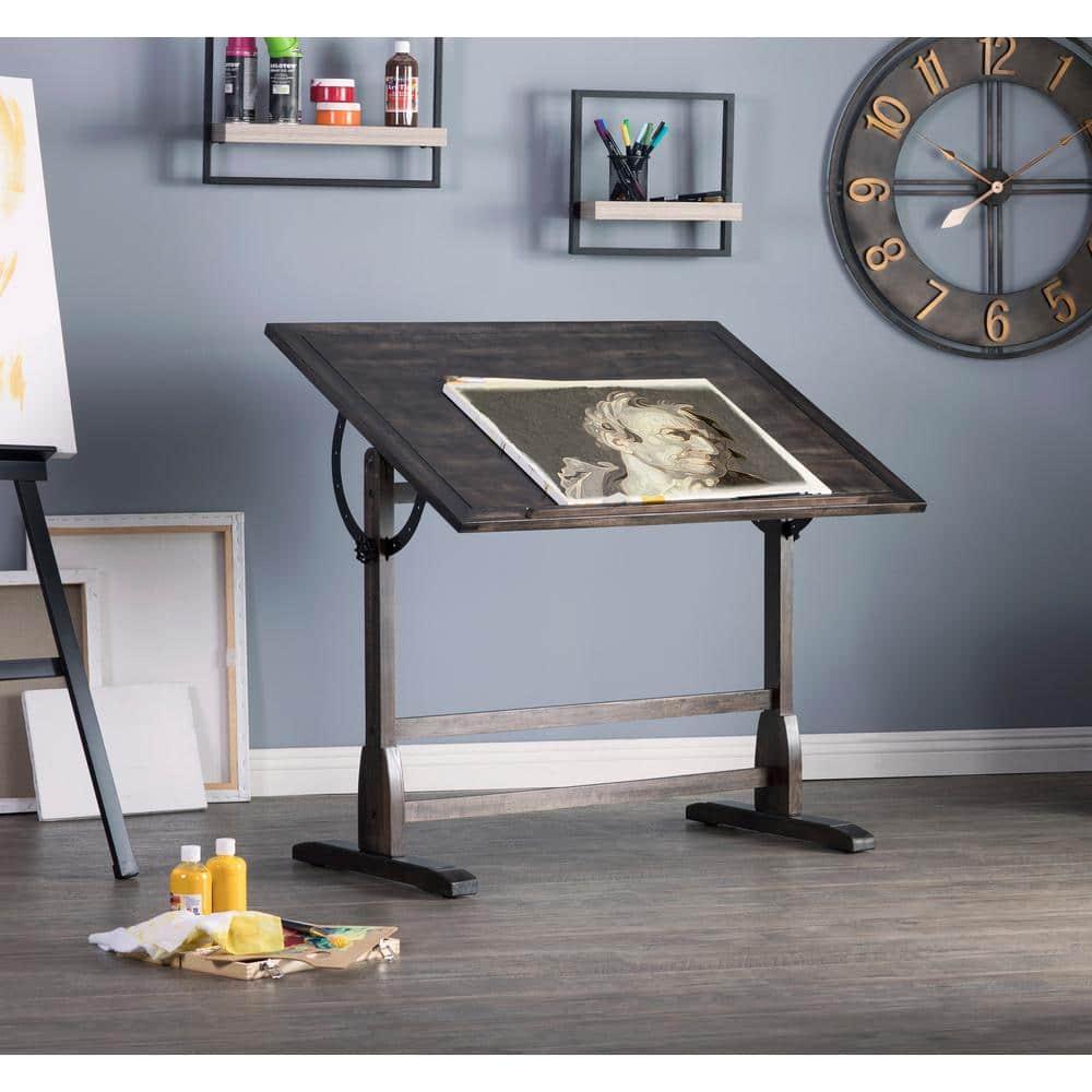 Vintage Solid Wood Drawing/Drafting Table with 42" x 30" Adjustable Tilting Top