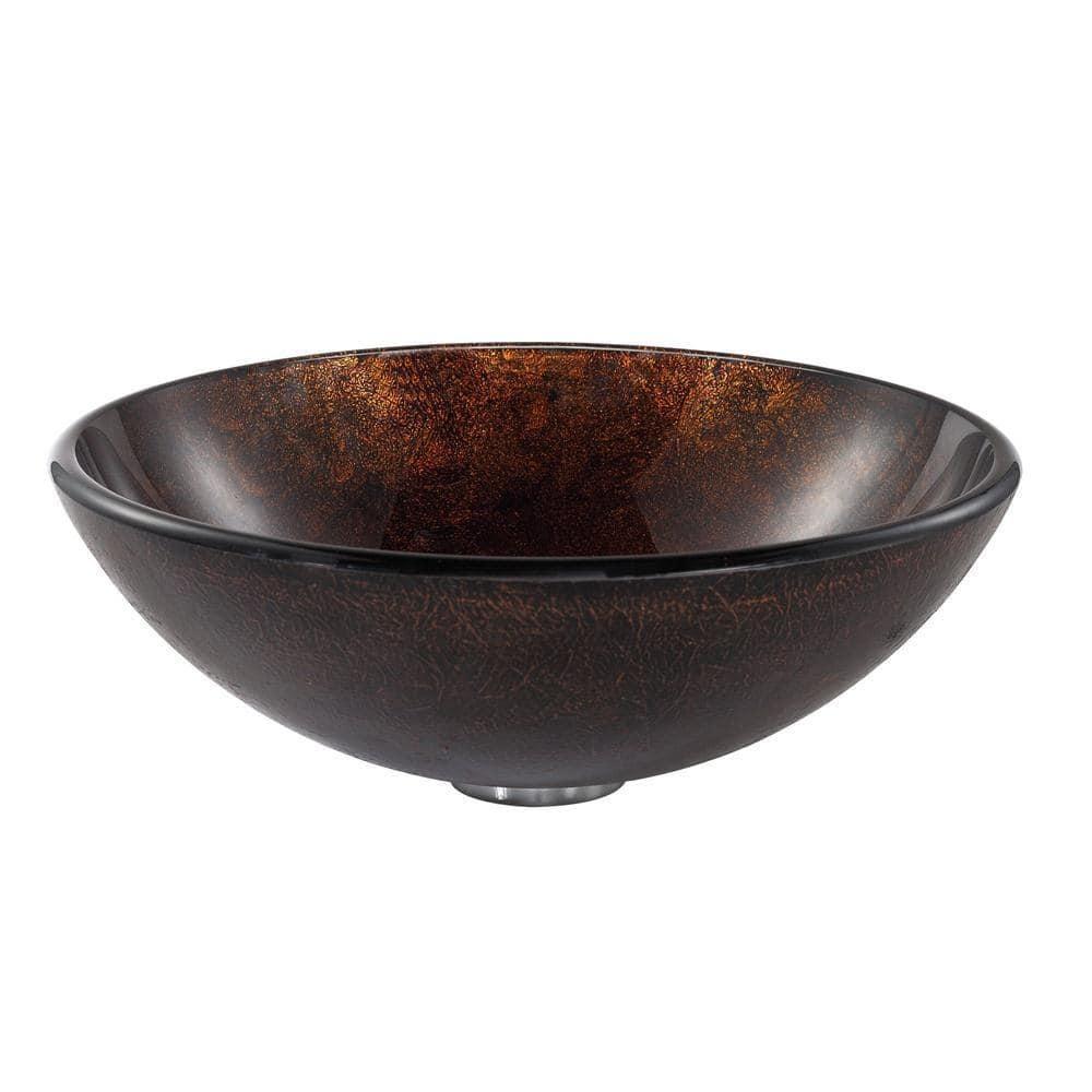 Copper Glass Circular Vessel Bathroom Sink